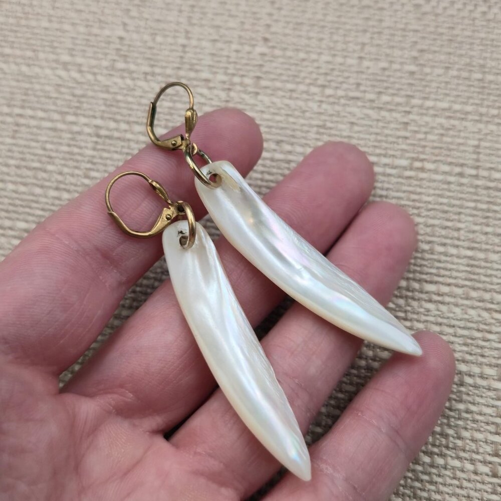 Gold Plated Stick Genuine Pearls Dangle Earrings A7084 - Picture 3 of 5